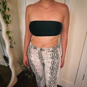 Zebra print denim pants